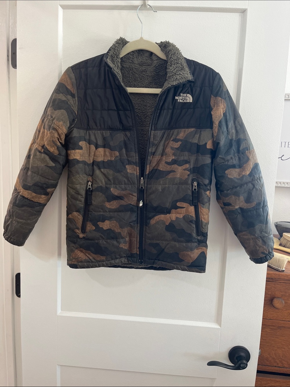 The North Face Kids Camo Puffer Jacket - Green/Brown/Black